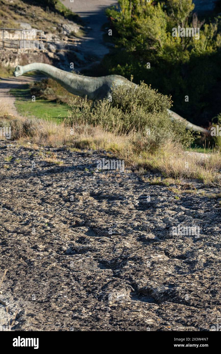 Huellas de Dinosaurio, yacimiento de Valdecevillo, Enciso, La Rioja, Spanien, Europa Stockfoto