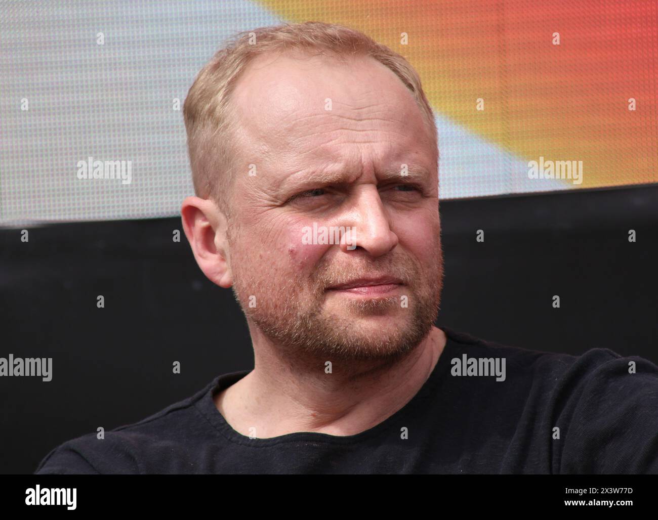 Krakau. Krakau. Polen. Piotr Adamczyk, polnischer und amerikanischer Filmschauspieler, der auf einer Pressekonferenz während des unabhängigen Filmfestivals OFFCamera zu sehen war. Stockfoto