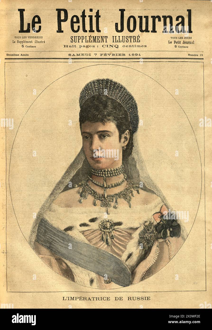 Vintage-Illustration Maria Feodorowna, Dagmar von Dänemark, Kaiserin von Russland von 1881 bis 1894, 19. Jahrhundert Stockfoto