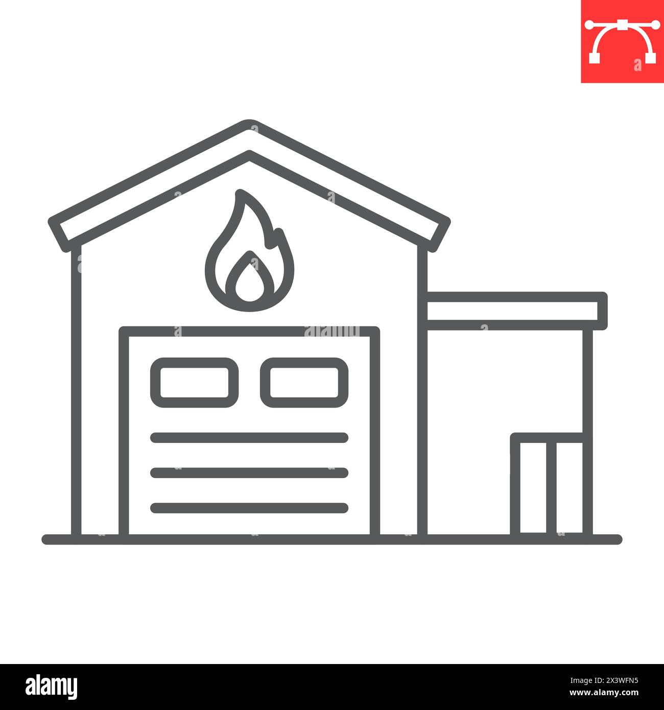 Feuerwehr-Liniensymbol, Gebäude und Architektur, Feuerwehrvektorsymbol, Vektorgrafiken, bearbeitbares Strichumrisszeichen, eps 10. Stock Vektor