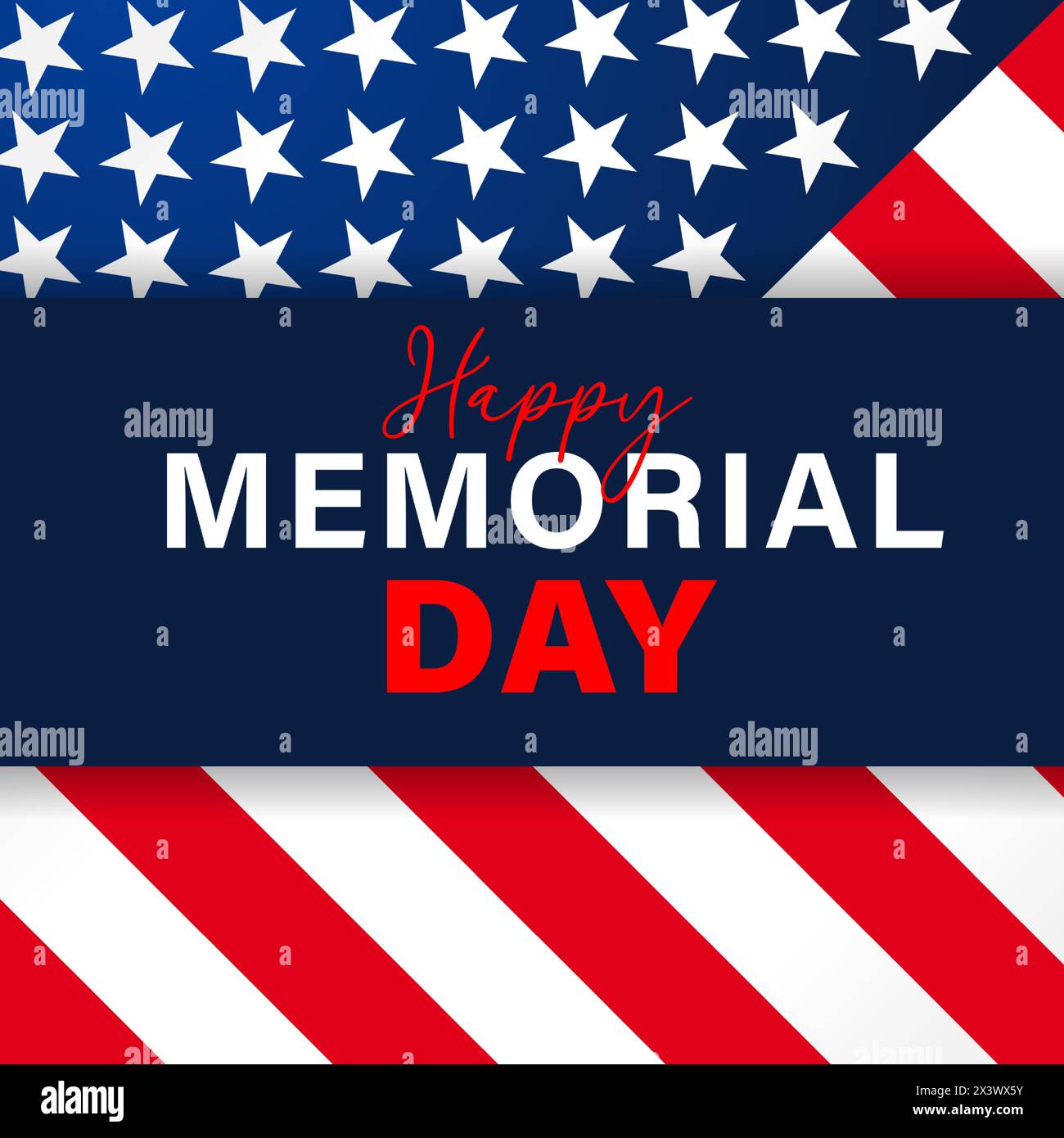 Happy Memorial Day, USA-Flaggenbanner. Vektorabbildung Stock Vektor