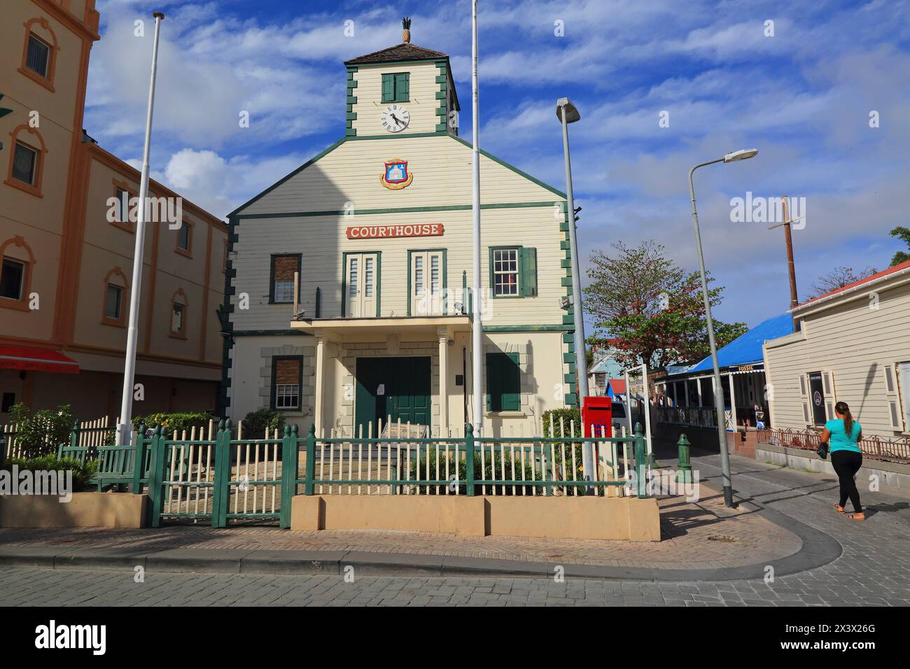 Karibik, Sint Maarten. Philipsburg, Gerichtsgebäude Stockfoto