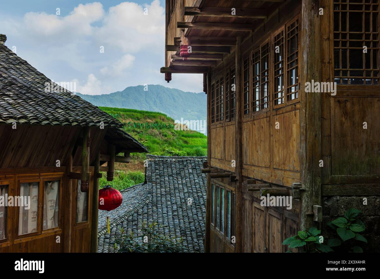 Wanderhütten in Longsheng Rice Terrace, Dragon's Backbone, Longji, China Stockfoto