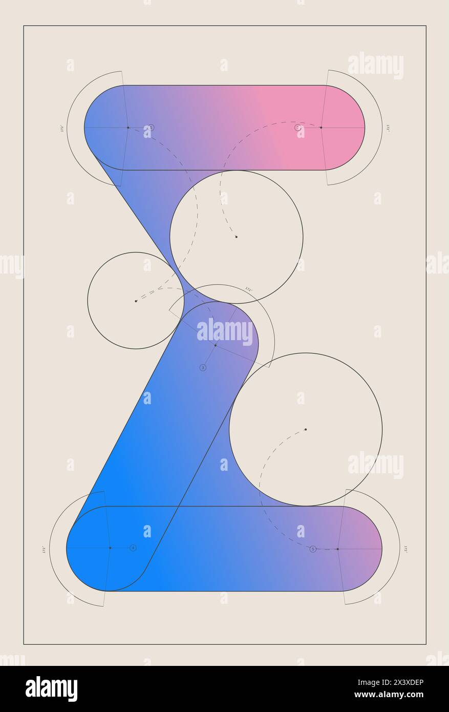 Vektorabbildung. Moderne Kunstwerke. Abstrakte, farbenfrohe geometrische Figur mit durchscheinendem Hintergrund. Stock Vektor