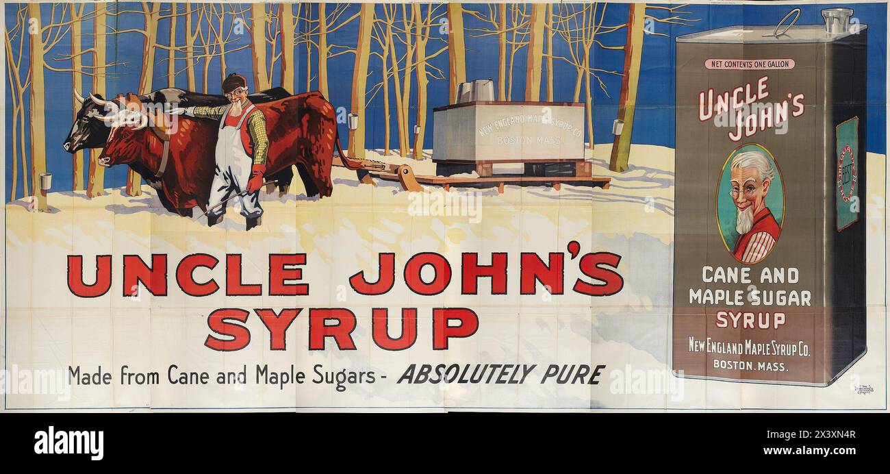 Oncle John's Sirup Advertising Poster (New England Maple Sirup Co., 1920er Jahre) Stockfoto