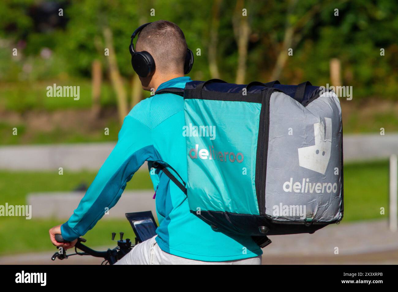 Europa, Nederlands. Deliveroo Fahrradlieferant Stockfoto