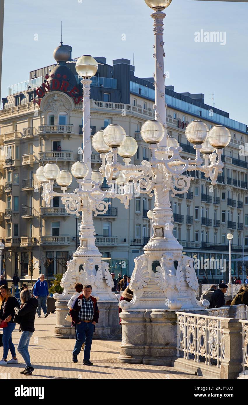 Paseo de la Concha, Hotel Londres, Donostia, San Sebastian, Gipuzkoa, Baskenland, Spanien, Europa Stockfoto