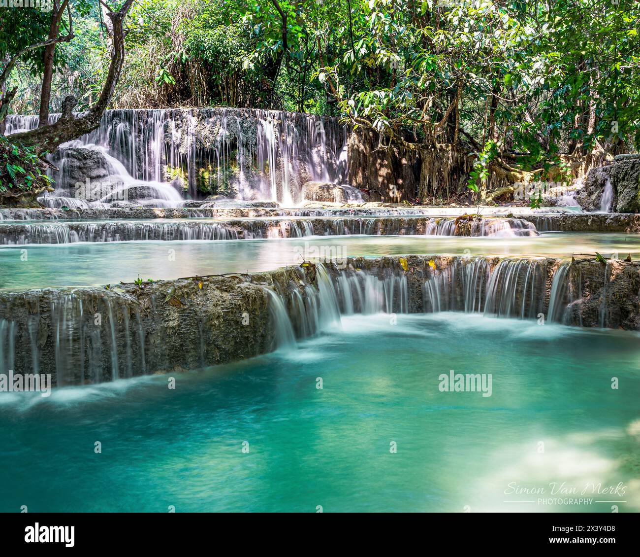 Kuang Si Wasserfälle Luang Prabang Laos Asien Stockfoto