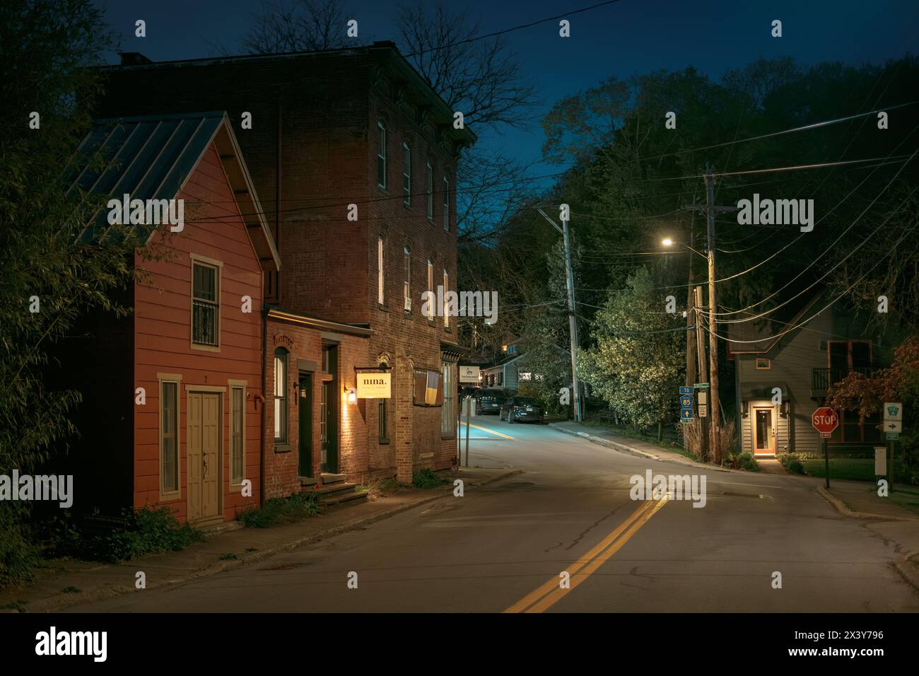 Nachtszene in Rhinecliff, New York Stockfoto
