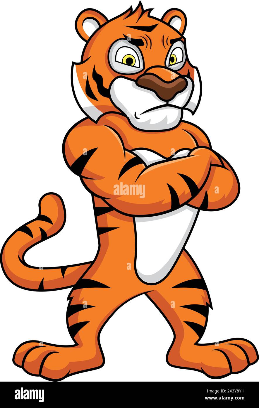 Tigermaskottchen, die wütende Vektor-Cartoon-ClipArt aussehen Stock Vektor
