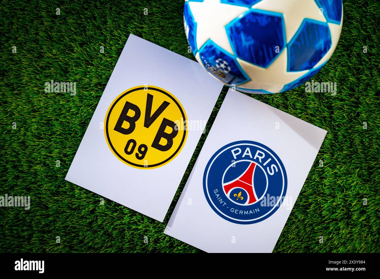 DORTMUND, DEUTSCHLAND, 28. APRIL. 2024: Borussia Dortmund (GER) vs Paris Saint-Germain (FRA). Halbfinale der UEFA Champions League 2024 in Europa. Stockfoto