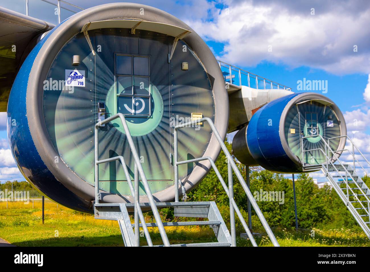 Europa, Skandinavien, Schweden. Stockholm. Flughafen Stockholm-Arlanda. Jumbo Hostel. Jugendherberge in einer Boeing 747. Raum in einem Reaktor Stockfoto