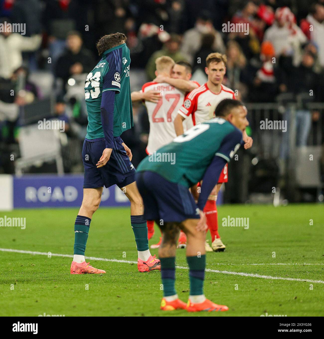 München, Deutschland. April 2024. firo: 17.04.2024, Fußball, Fußball, Champions League, Saison 2023/2024, Viertelfinalspiel, FC Bayern München - Arsenal London, Kai Havertz, Arsenal London, London, Arsenal, die ganze Figur, Enttäuschung, Kredit: dpa/Alamy Live News Stockfoto