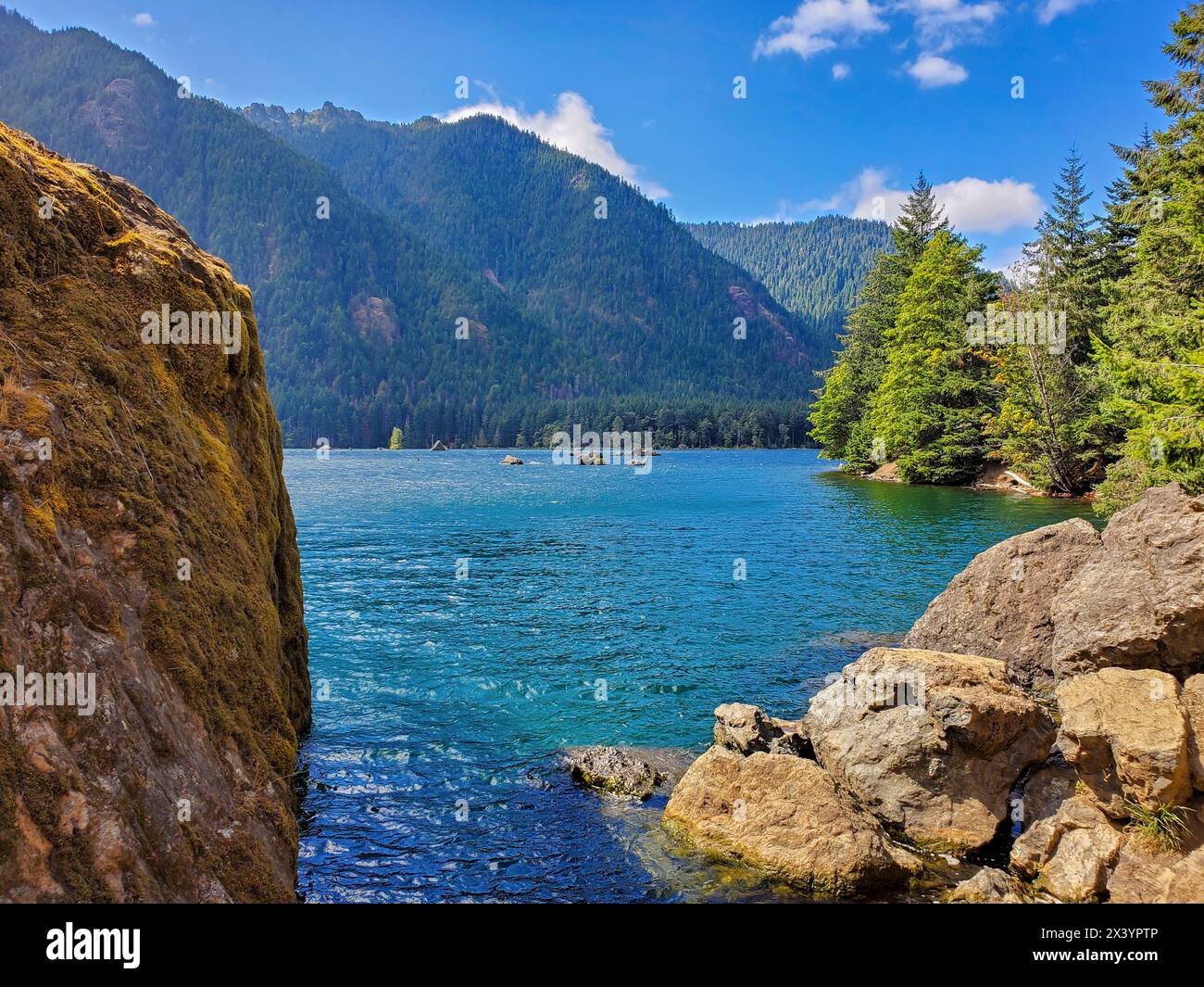 Lake Cushman und die Olympic Mountains Stockfoto