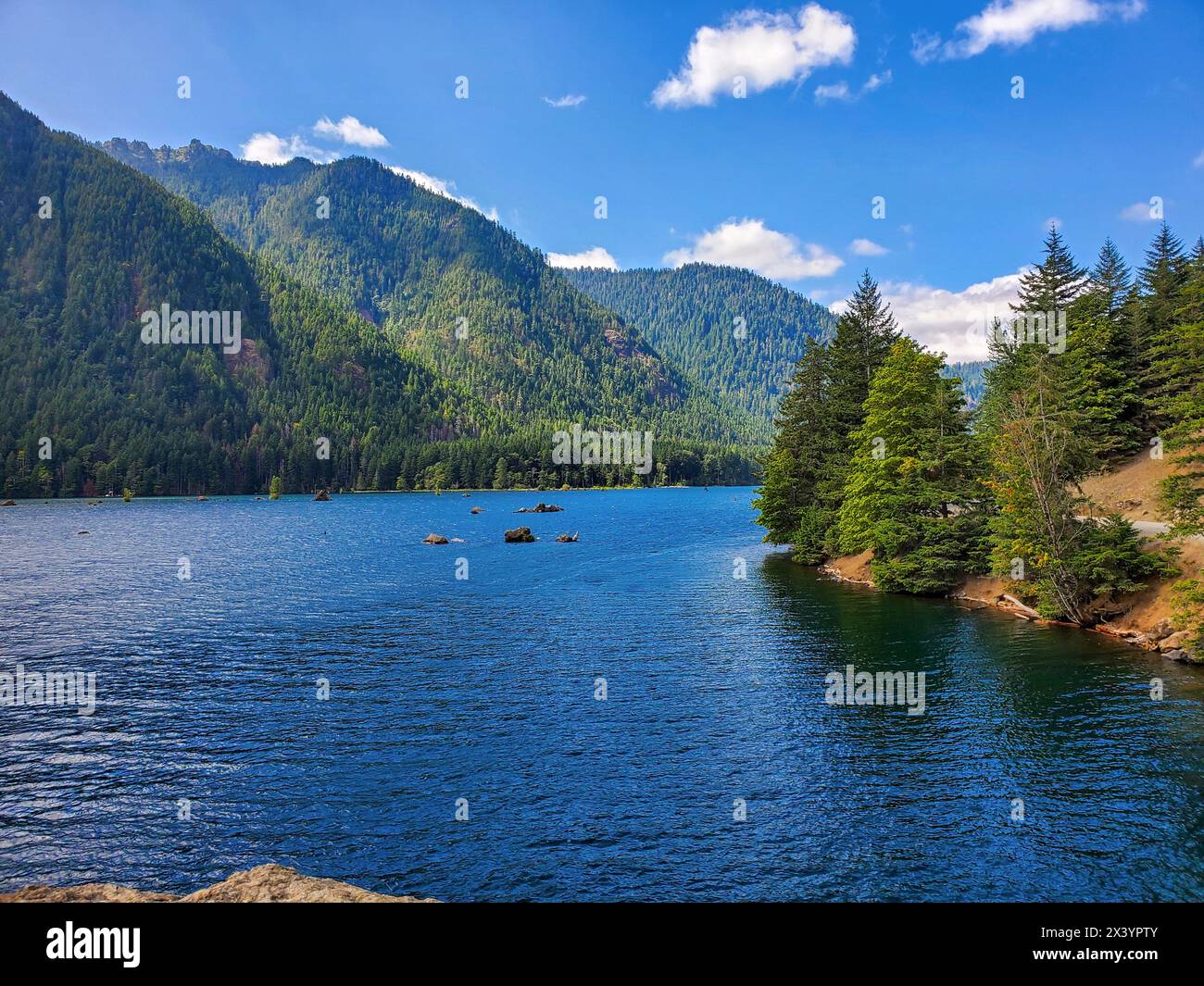 Lake Cushman und die Olympic Mountains Stockfoto