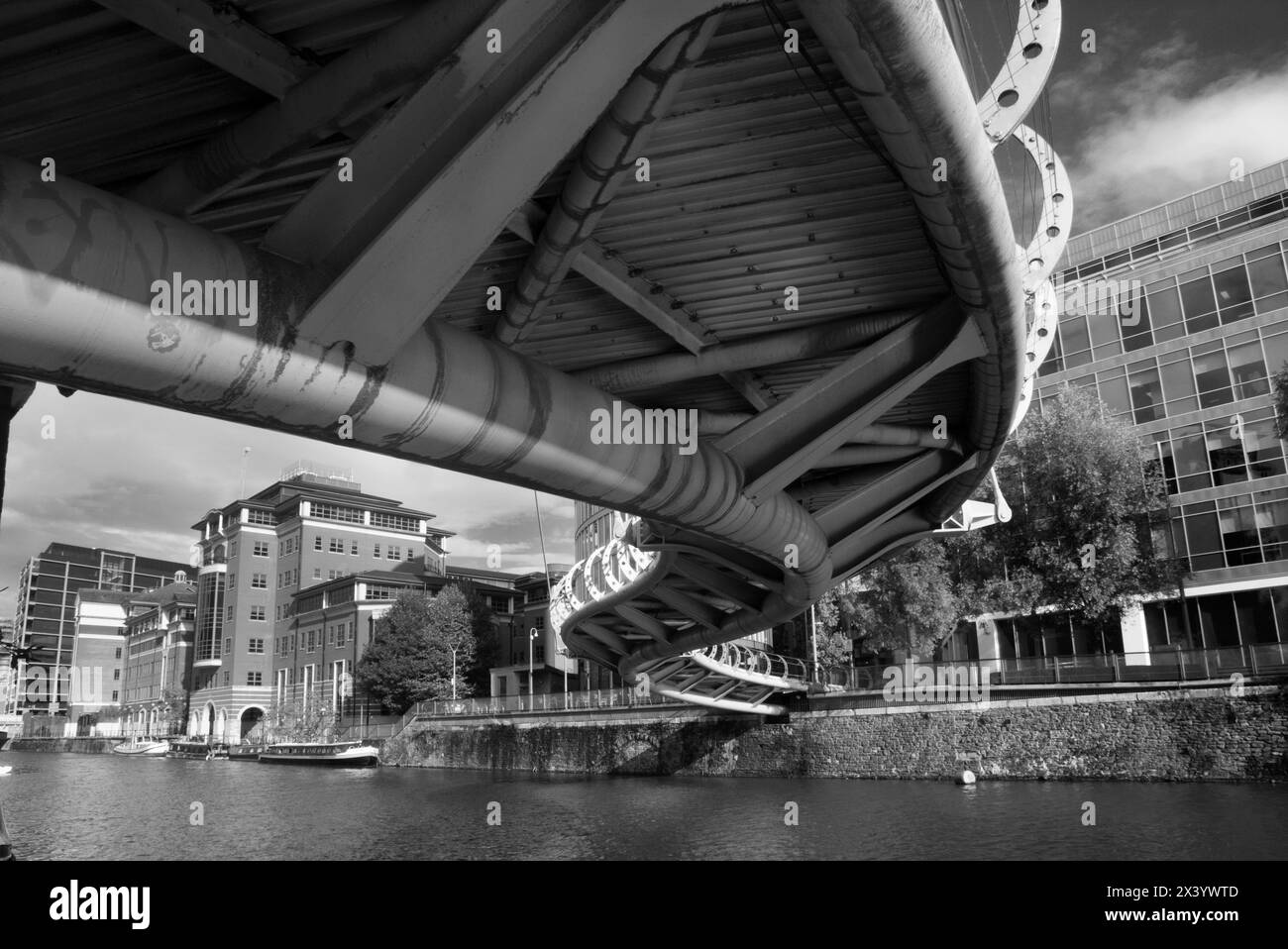 S-förmige Valentine Bridge, Temple Meads, Bristol, England, Großbritannien Stockfoto