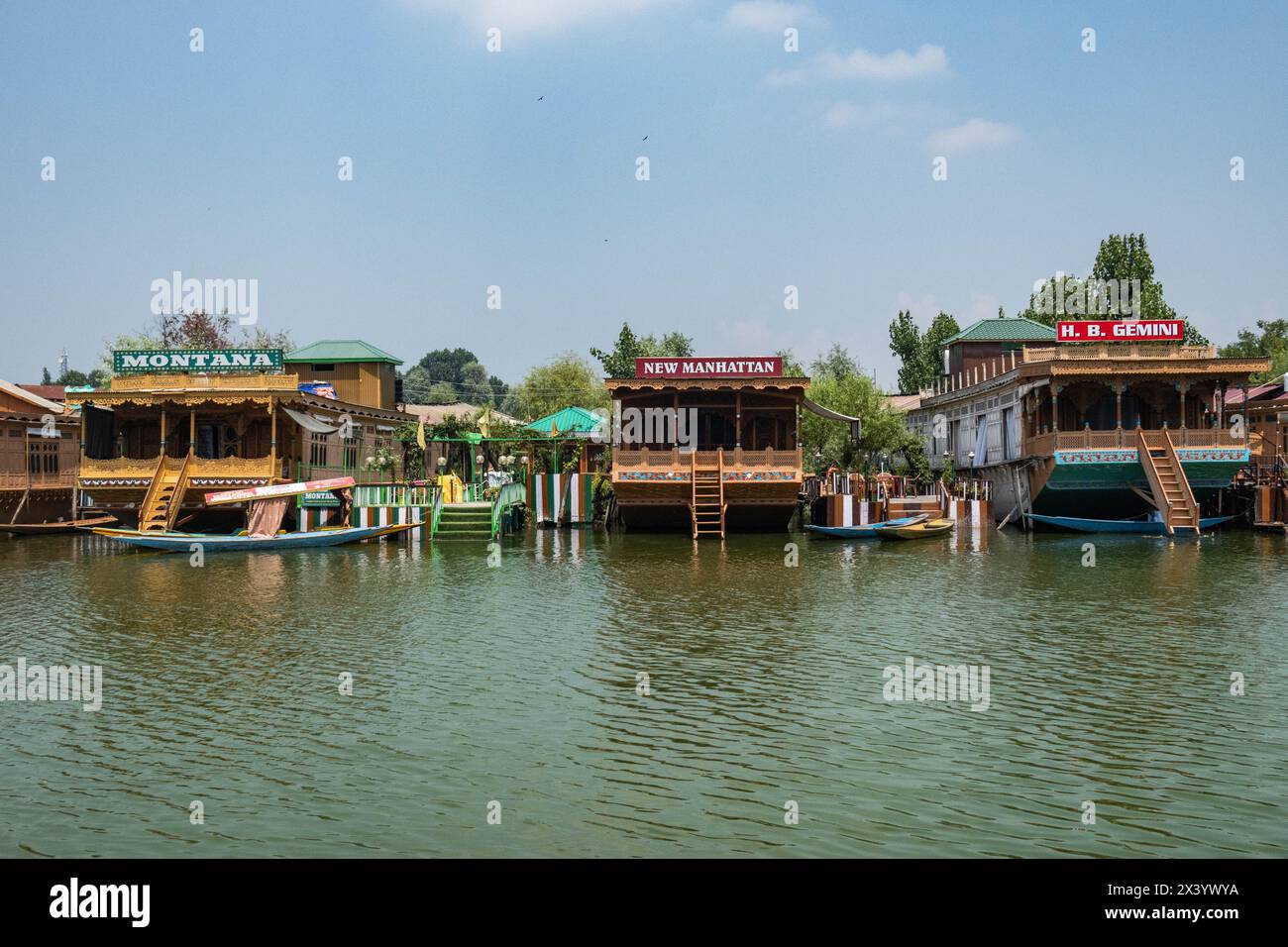 Hausboot Leben auf Dal Lake, Srinagar, Kaschmir, Indien Stockfoto