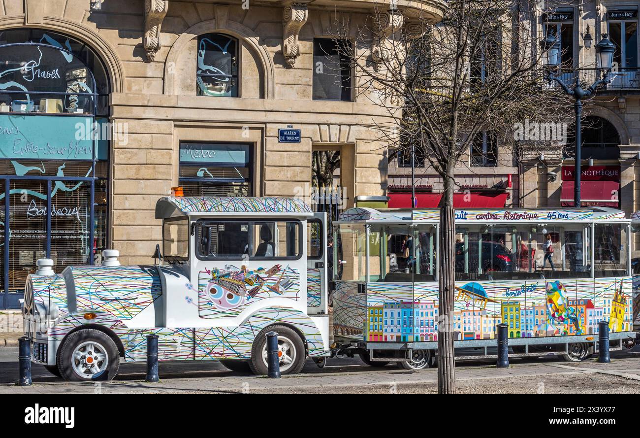 Frankreich, New Aquitaine, Bordeaux, Allees de Tourmy, touristischer Entdeckungszug Stockfoto