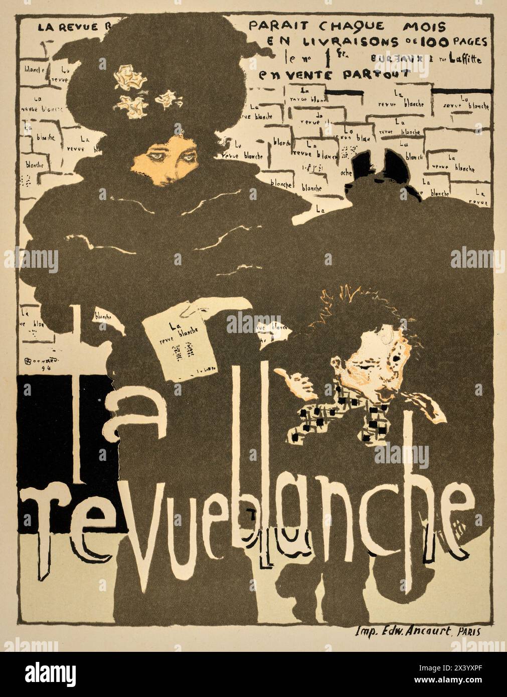 Französische Vintage-Illustration: The White Review (La Revue blanche). Pierre Bonnard 1894 Stockfoto
