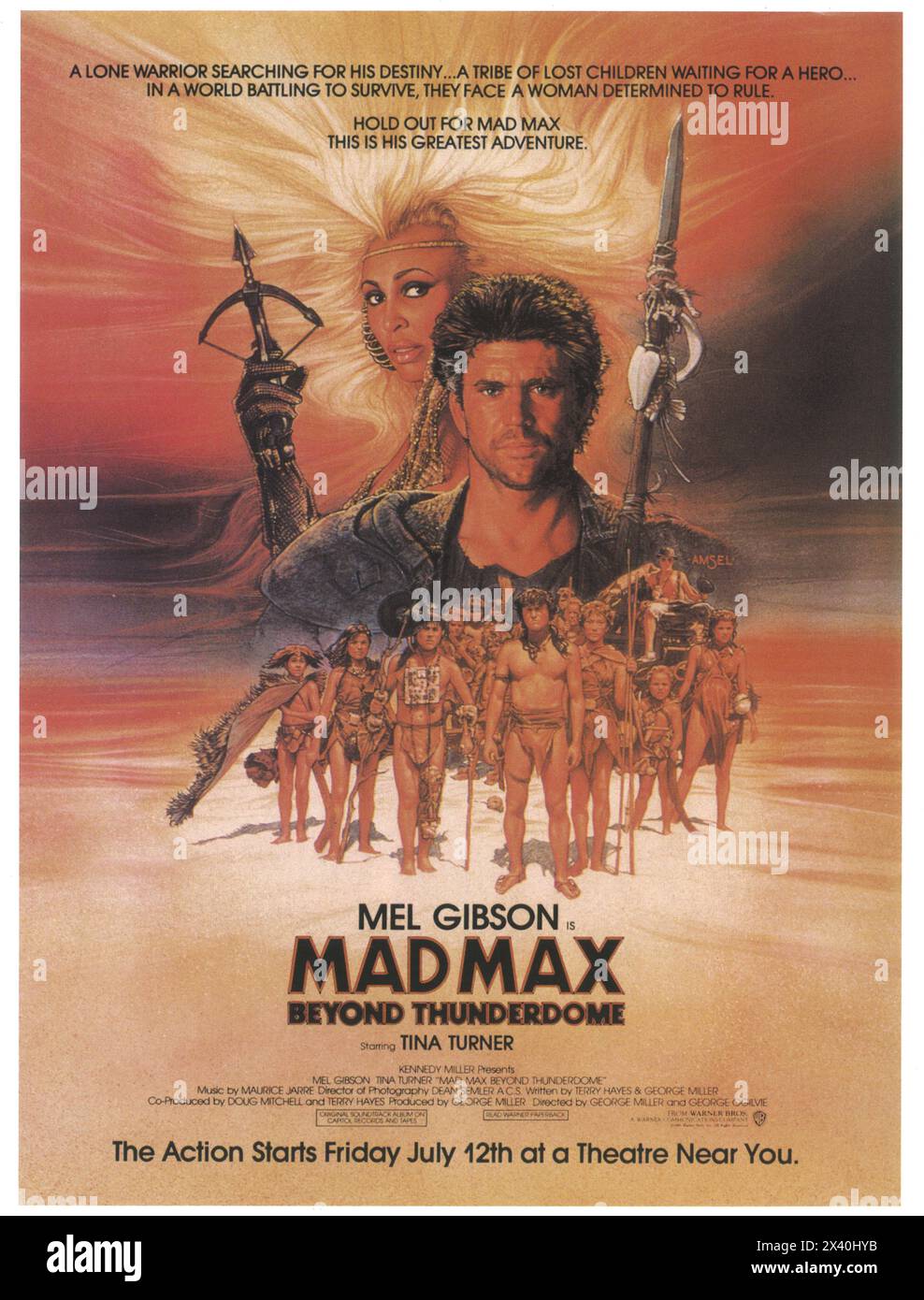 1985 Mad Max Beyond Thunderdome Originalfilmposter unter der Regie von George Miller mit Tina Turner und Mel Gibson Stockfoto