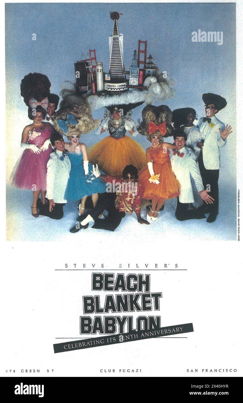 1984 Steve Silver's Beach Blanket Babylon feiert Jubiläumsposter - die am längsten laufende Musical Revue der Welt Stockfoto