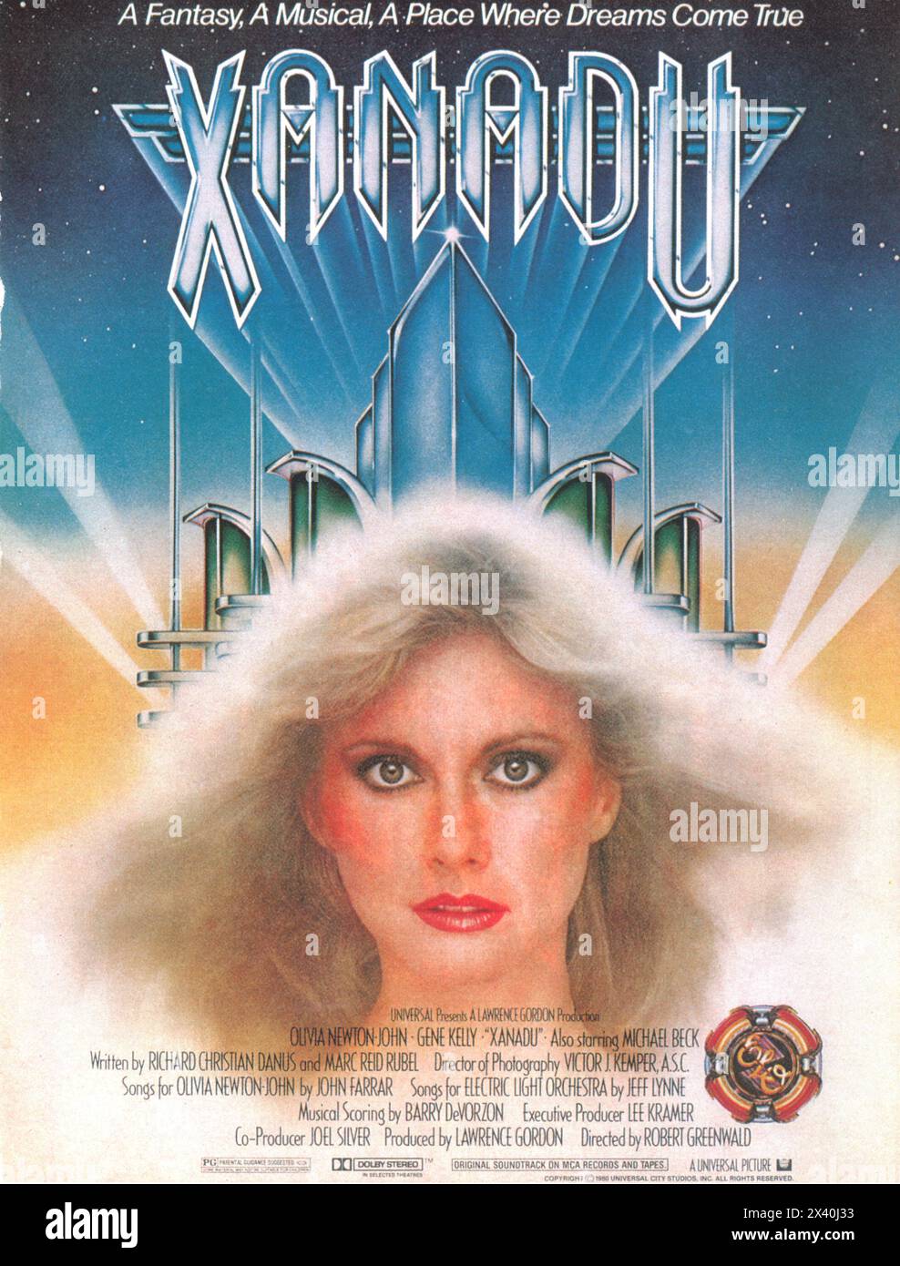 1980 Xanadu-Filmplakat mit Olivia Newton-John unter der Regie von Robert Greenwald Stockfoto