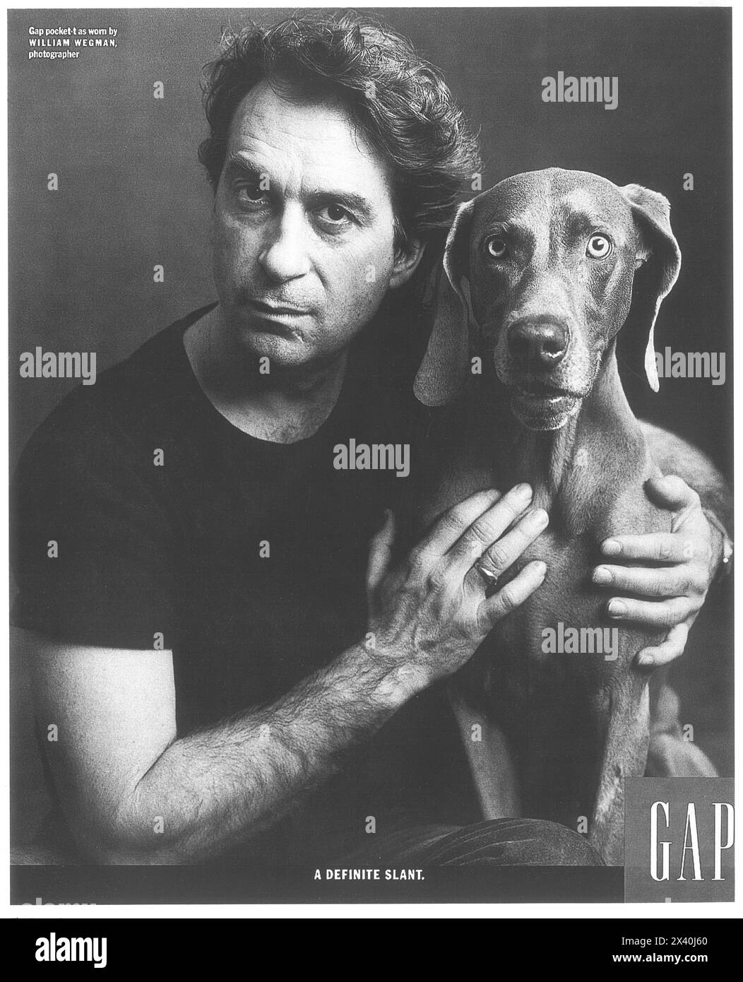 1989 The Gap Modespot mit William Wegman & Weimaraner Foto Stockfoto