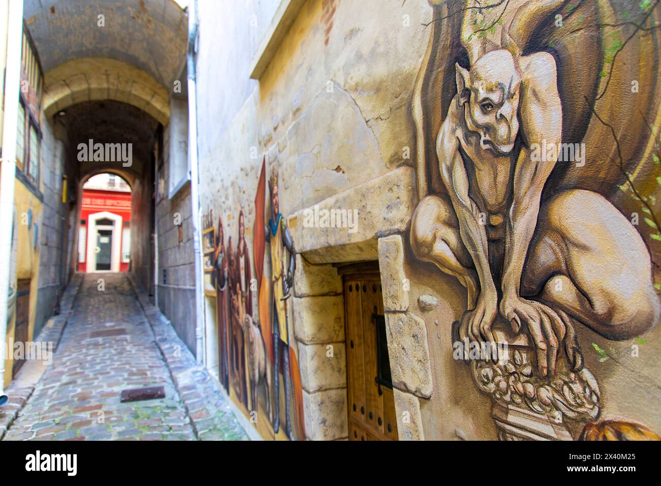 Frankreich, Hauts de France, Aisne, Laon. Altstadt, Ruelle des Neufliers Stockfoto
