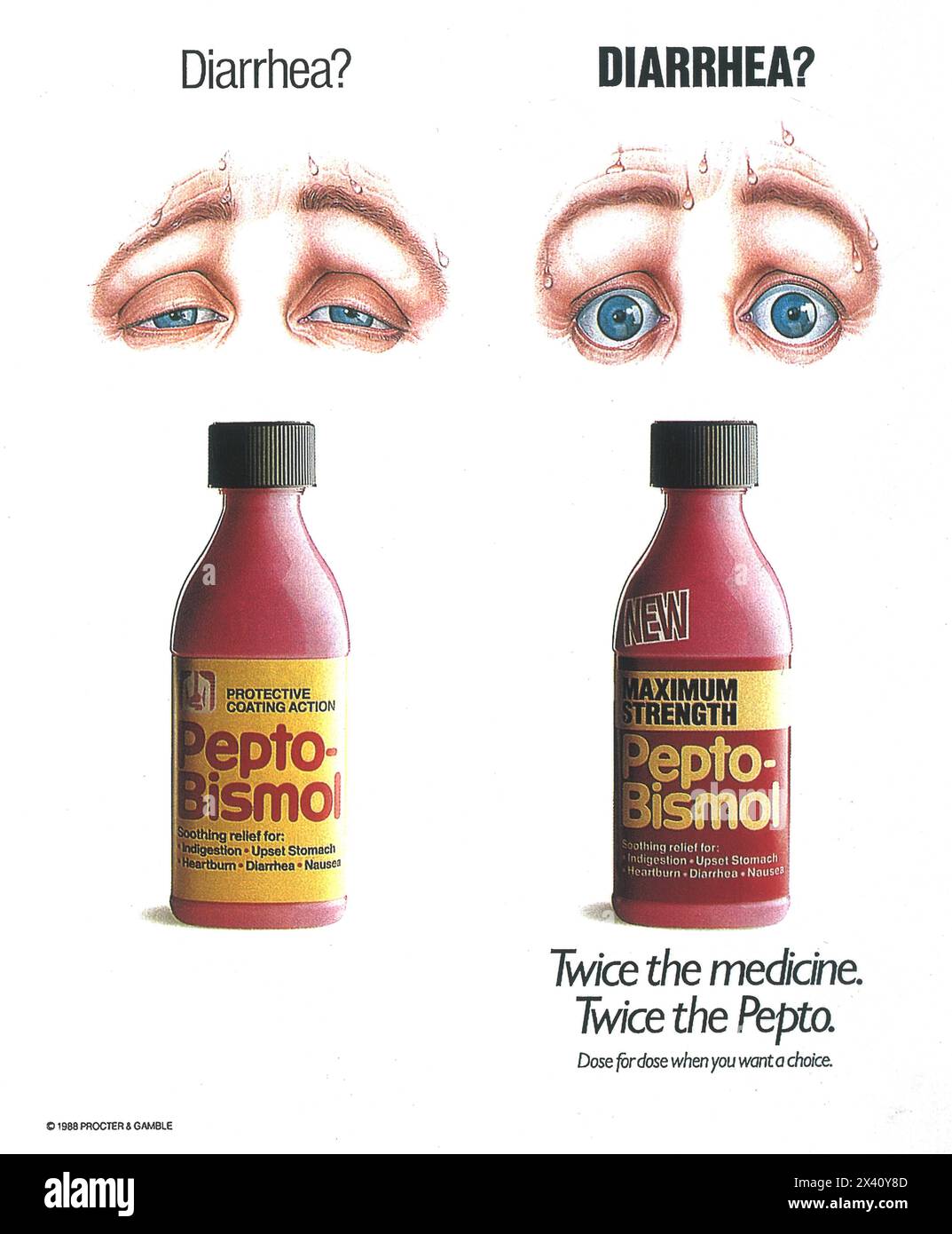 1988 Pepto-Bismol-Werbespot von Procter & Gamble Stockfoto