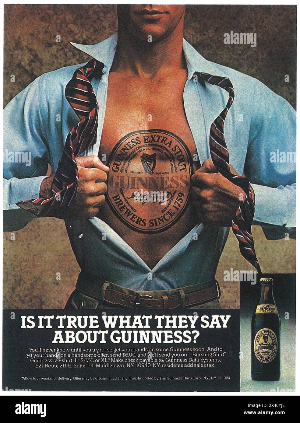 1984 Guinness-Bierwerbung. Stimmt es, was man über Guinness sagt? Stockfoto