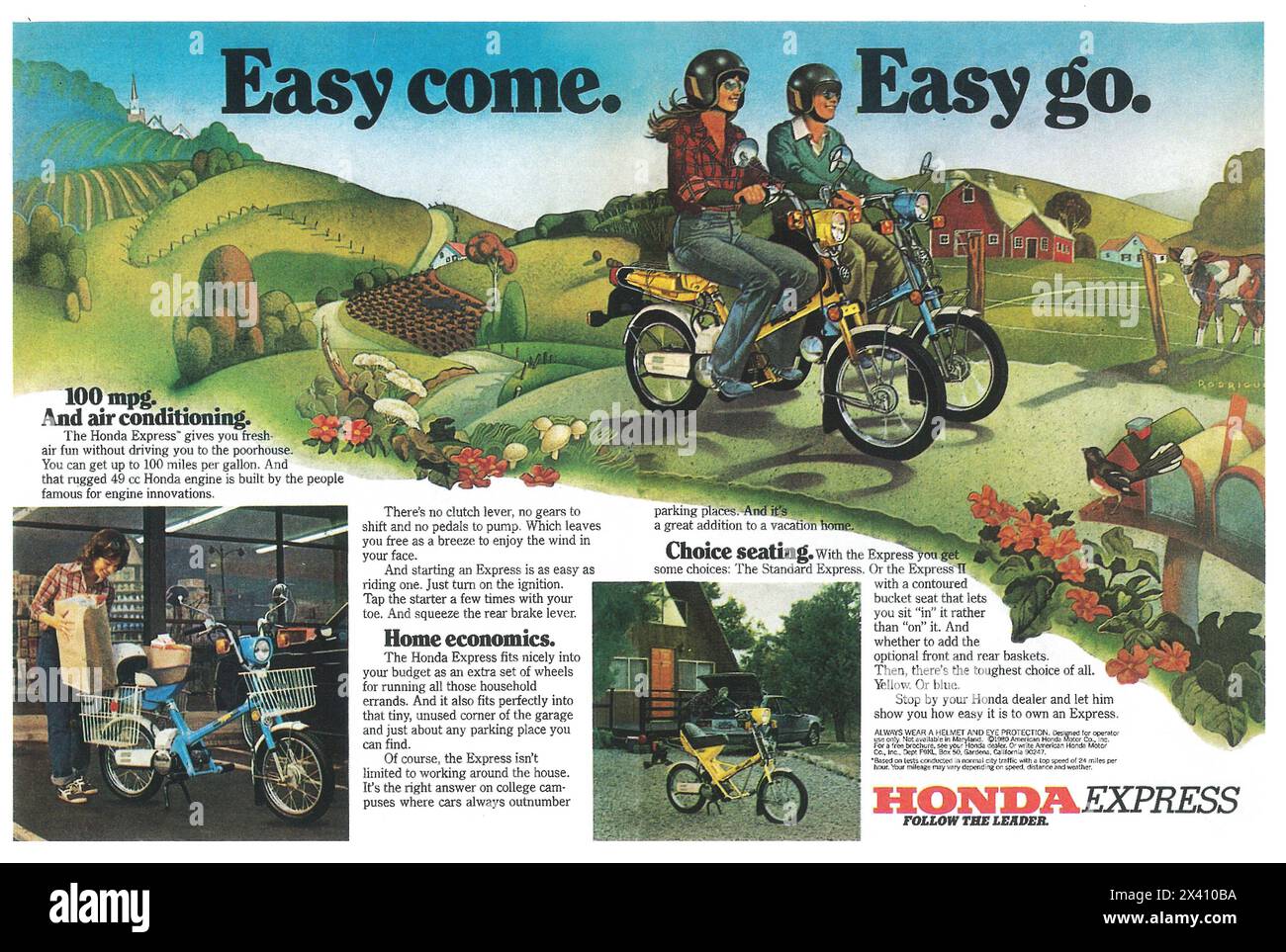 1980 Honda Express Ad „Easy come. Einfach zu gehen.“ Stockfoto