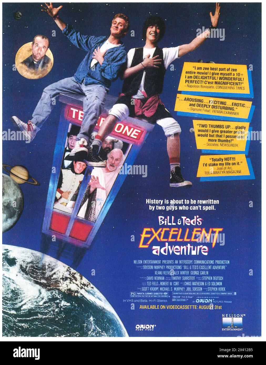 1989 Bill & Ted's EXCELLENT Adventure Film Poster, Regisseur: Stephen Herek Stockfoto