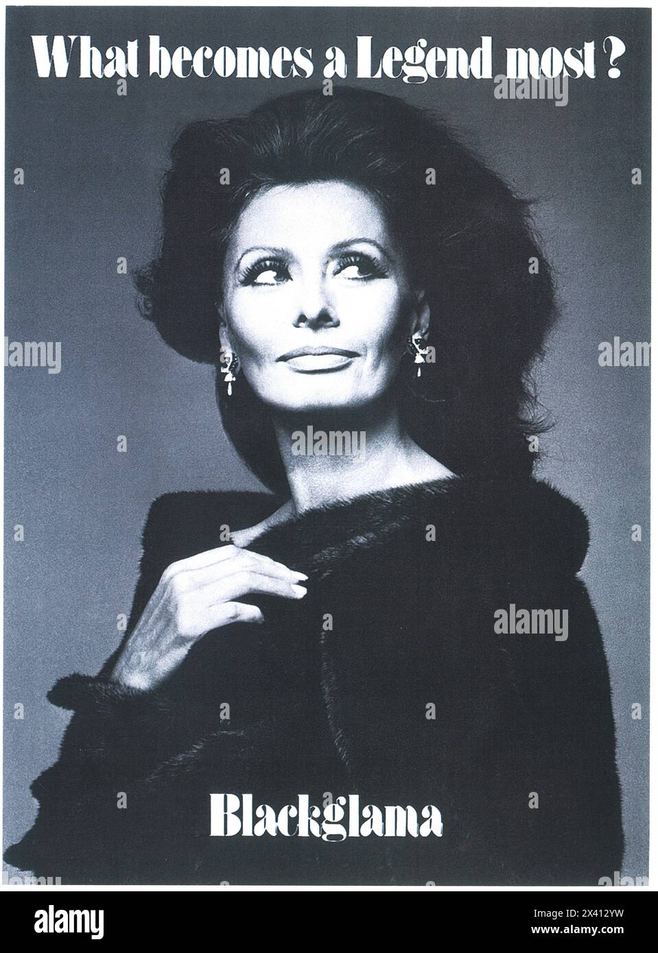 1982 Blackglama-Werbespot mit Sophie Loren, Foto von Bill King Stockfoto