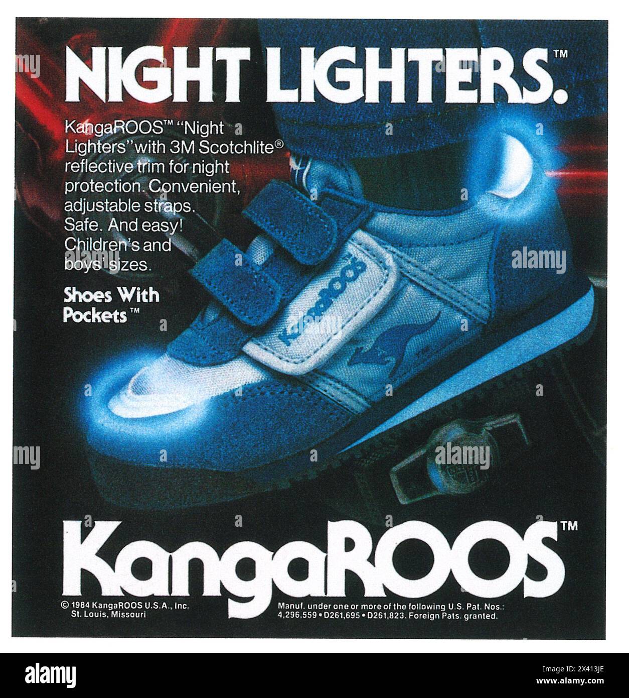 1984 Kängurus Sneakers Werbung Stockfoto