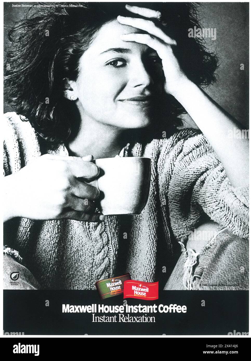 1986 Maxwell House Instant Coffee Ad mit Justine Bateman Stockfoto