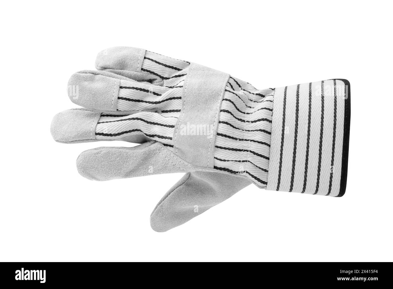 Ein sauberer Gartenhandschuh isoliert auf weiß Stockfoto