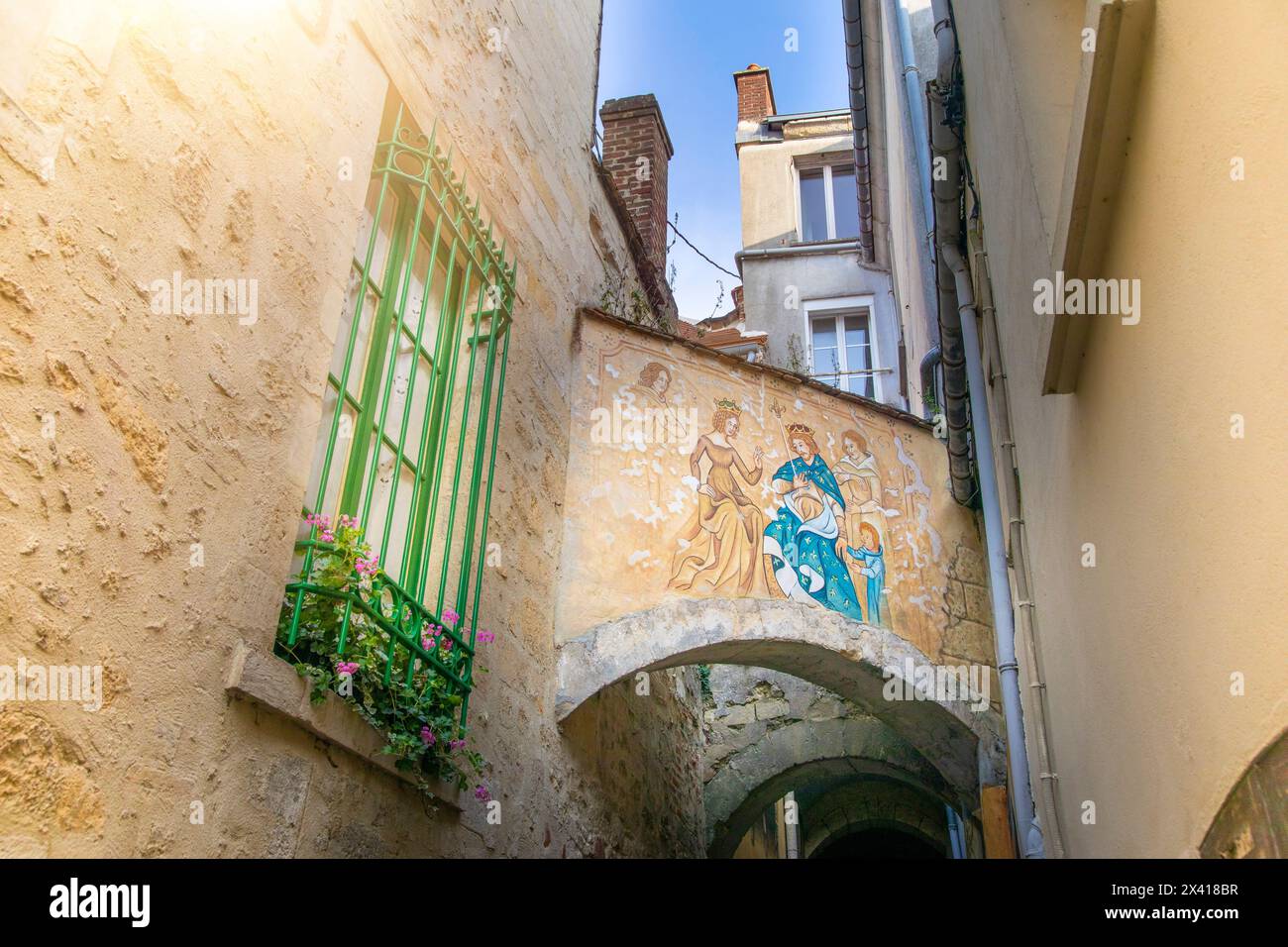 Frankreich, Hauts de France, Aisne, Laon. Altstadt, Ruelle des Neufliers Stockfoto