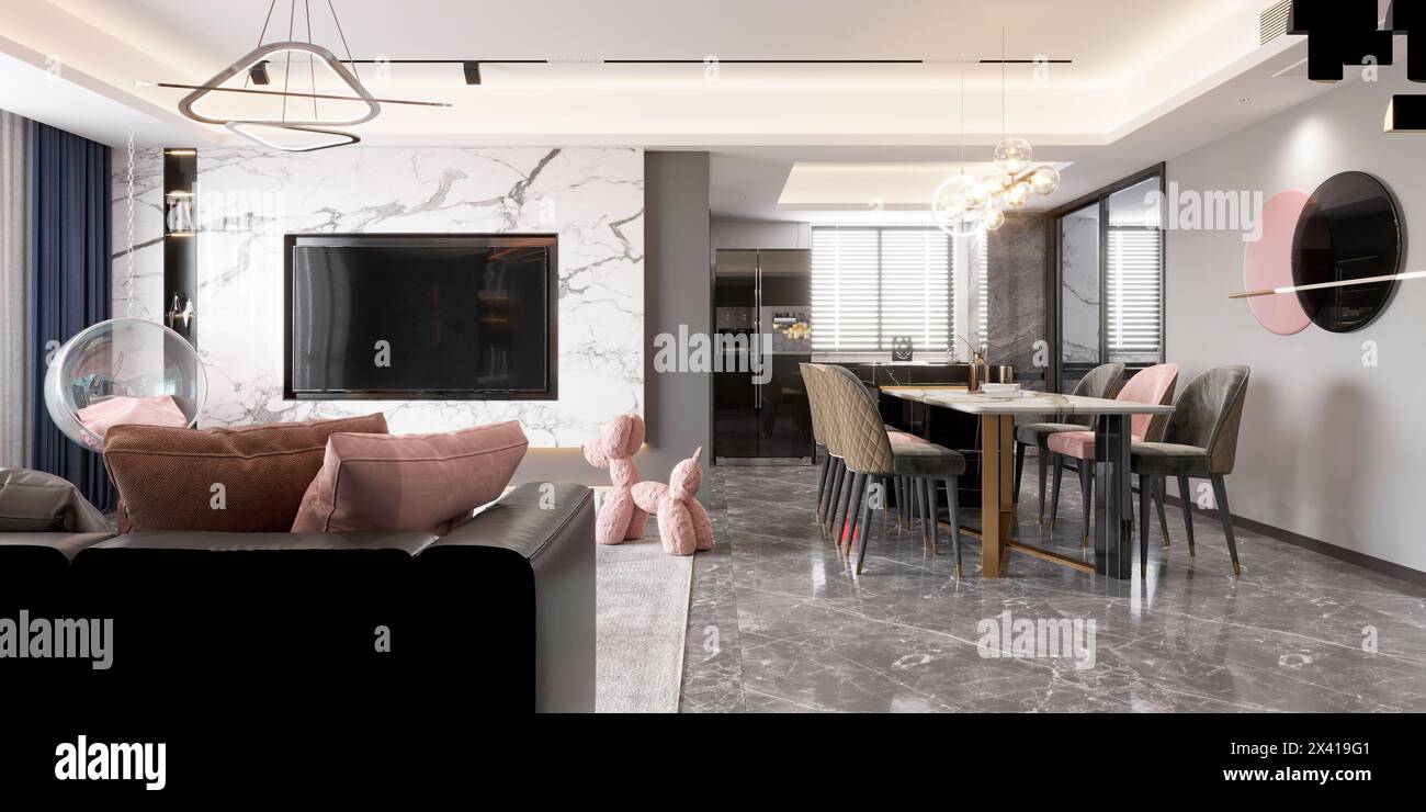 3D-Render der modernen Wohnzimmer Stockfoto