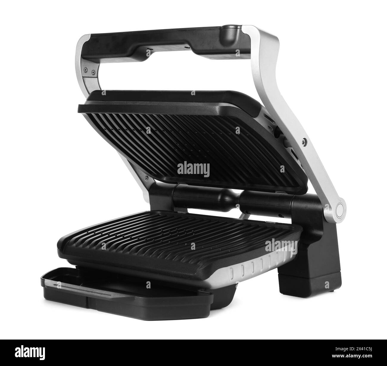 Elektrischer Grill isoliert auf weiß. Kochgerät Stockfoto