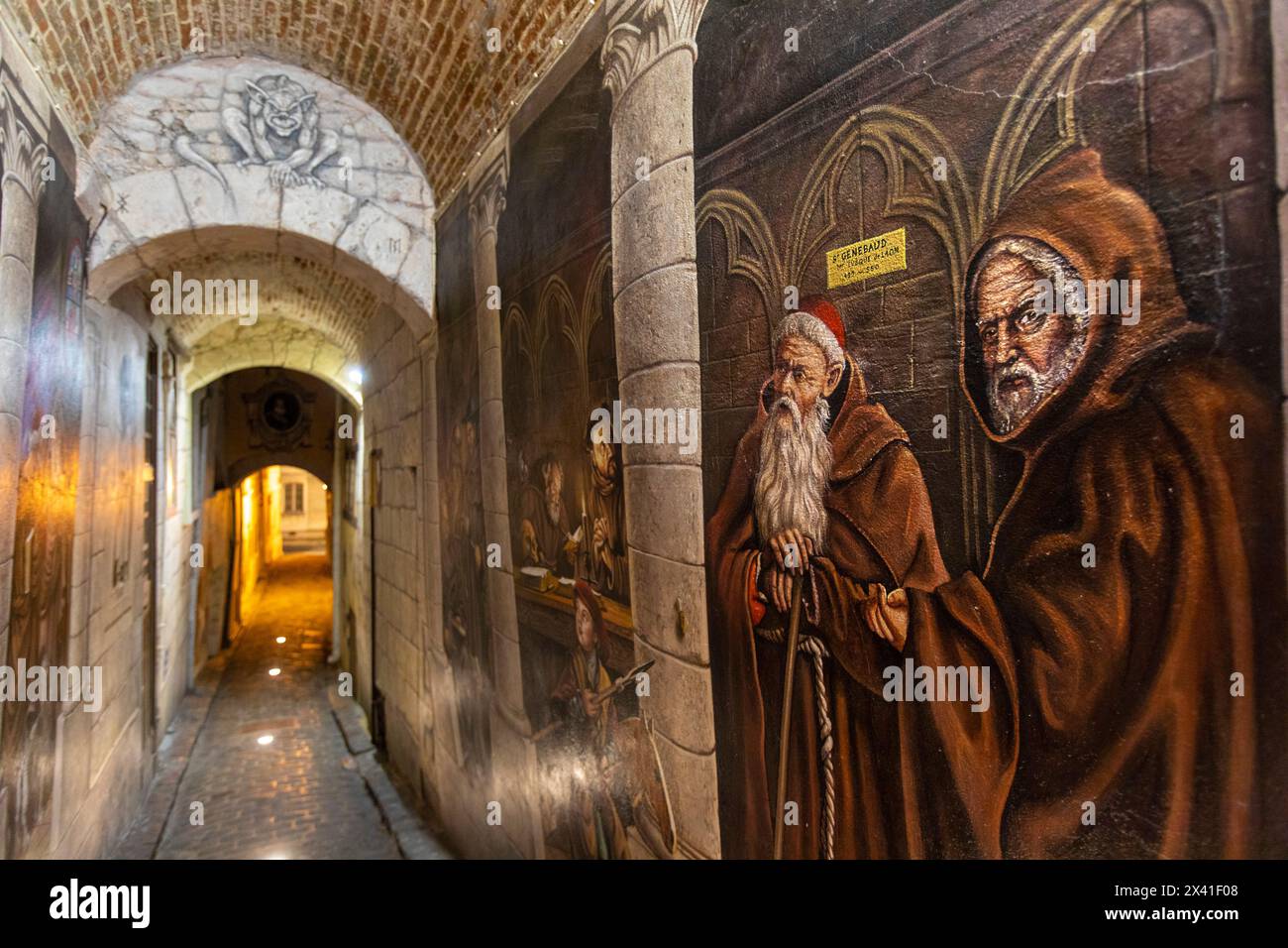 Frankreich, Hauts de France, Aisne, Laon. Altstadt, Ruelle des Neufliers Stockfoto