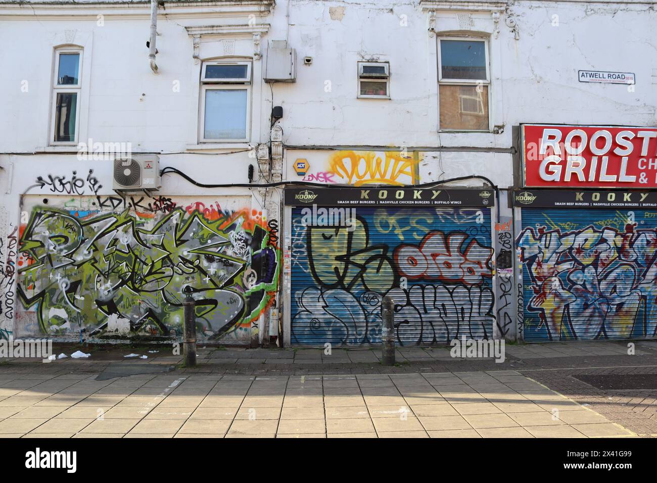 Graffiti auf der Rye Lane, Peckham Stockfoto