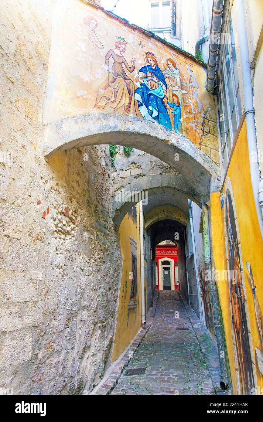 Frankreich, Hauts de France, Aisne, Laon. Altstadt, Ruelle des Neufliers Stockfoto