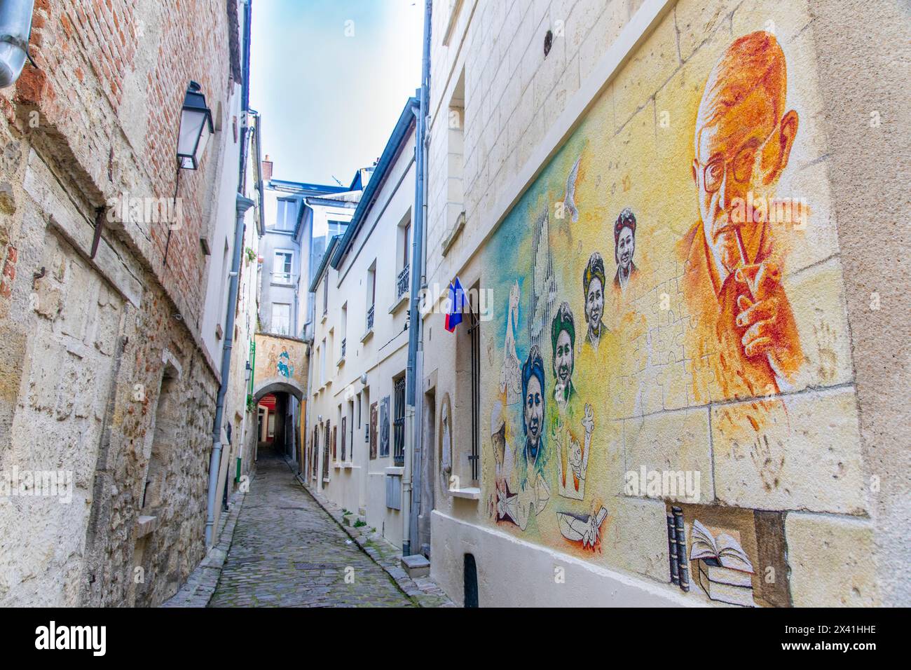 Frankreich, Hauts de France, Aisne, Laon. Altstadt, Ruelle des Neufliers Stockfoto