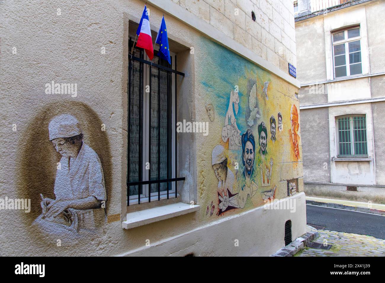 Frankreich, Hauts de France, Aisne, Laon. Altstadt, Ruelle des Neufliers Stockfoto