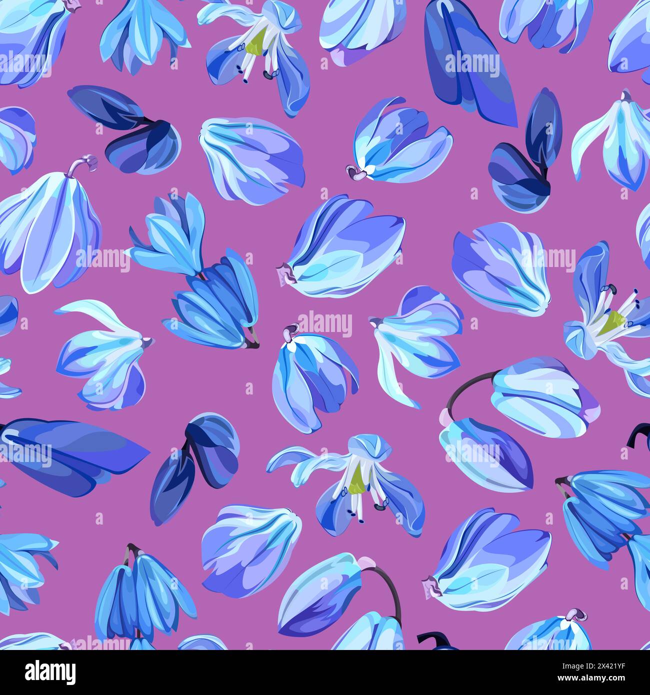 Nahtloses Muster von Schneeglöckchen auf rosa Hintergrund Stock Vektor