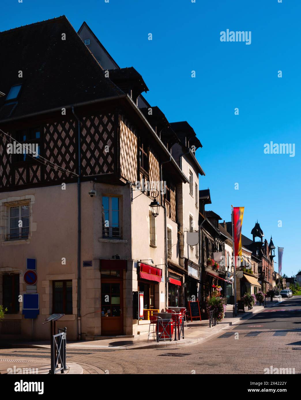 Straßen der Stadt und Gemeinde Aubigny-sur-Nere Stockfoto