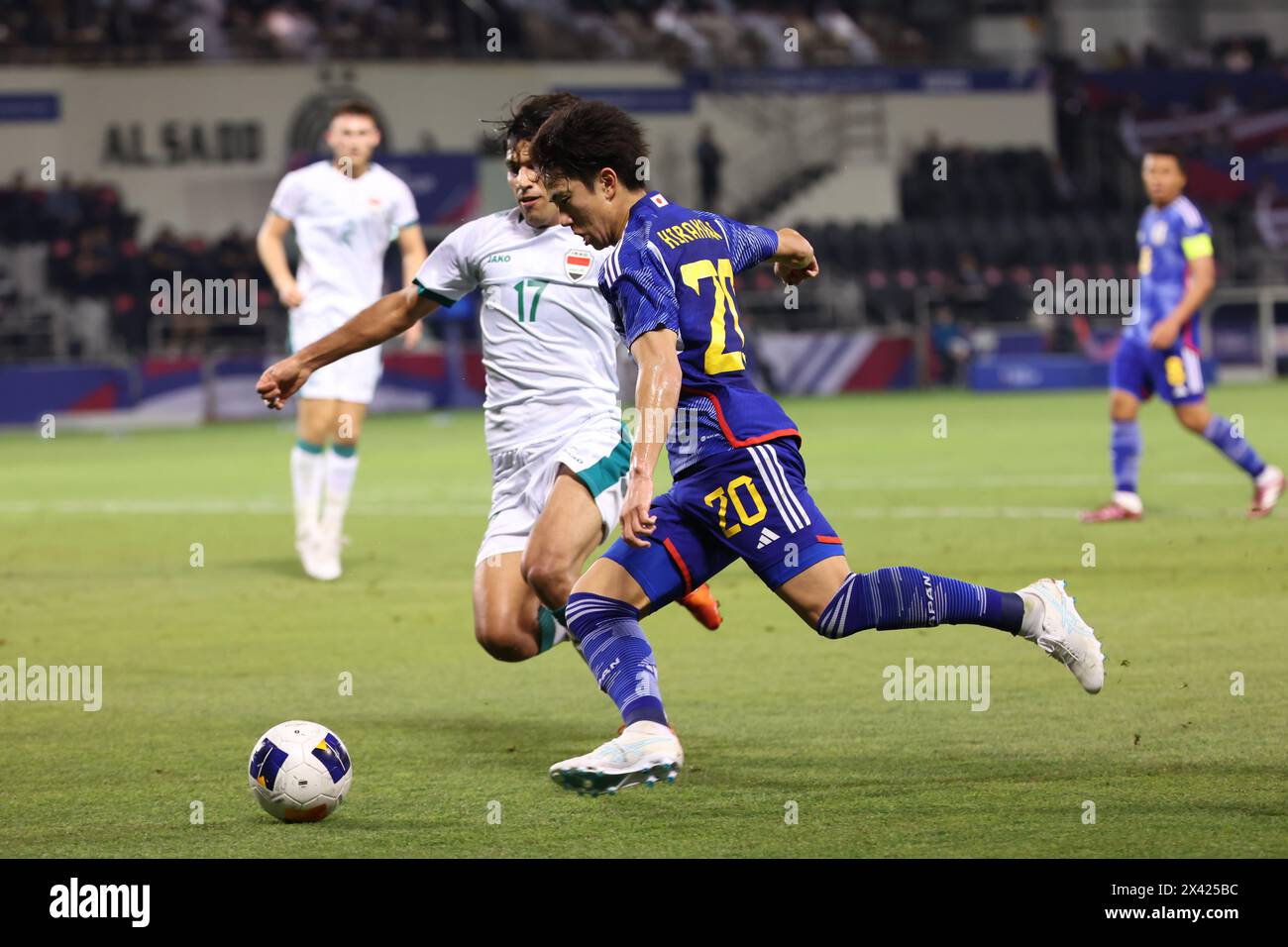 Doha, Katar. April 2024. Yu Hirakawa (JPN) Fußball/Fußball : AFC U23 Asienmeisterschaft Katar 2024 Halbfinalspiel zwischen Japan und Irak im Jassim bin Hamad Stadium in Doha, Katar. Quelle: Yohei Osada/AFLO SPORT/Alamy Live News Stockfoto