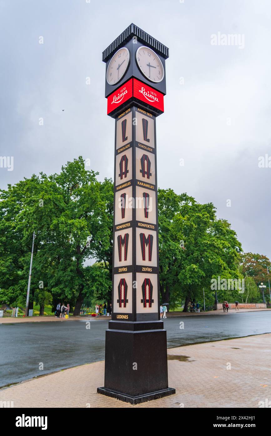 Die Laima-Uhr im Zentrum von Riga, Lettland Stockfoto