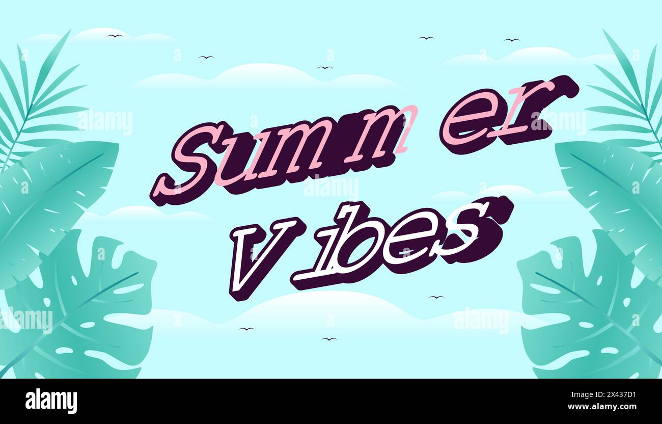 Web-Banner „Summer Vibes“-Konzept. Abbildung Des Himmelshintergrunds. Stock Vektor