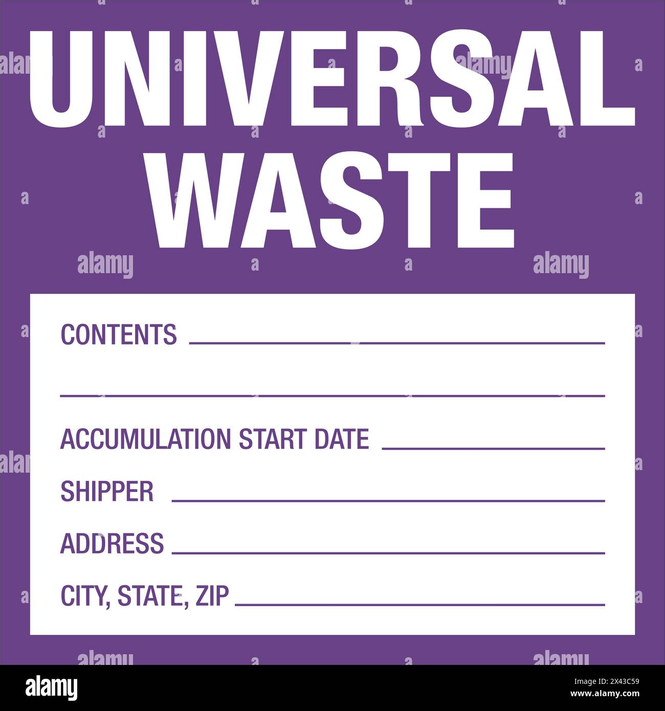 Gefahrenetikett Für Behälter Mit Kennzeichnung Von Universal Waste Stock Vektor